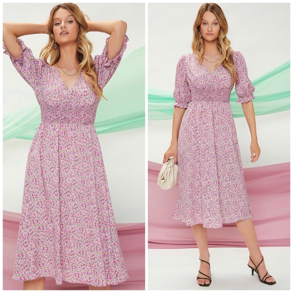 Floral print cut out back midi dress - Picture 2 of 4